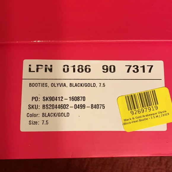 NWT Shoedazzle Blk & Gold Arsbesque Olyvia Booties - Picture 11 of 12